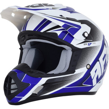 AFX FX-17 Off Road Helmet Force Graphic Pearl White Blue
