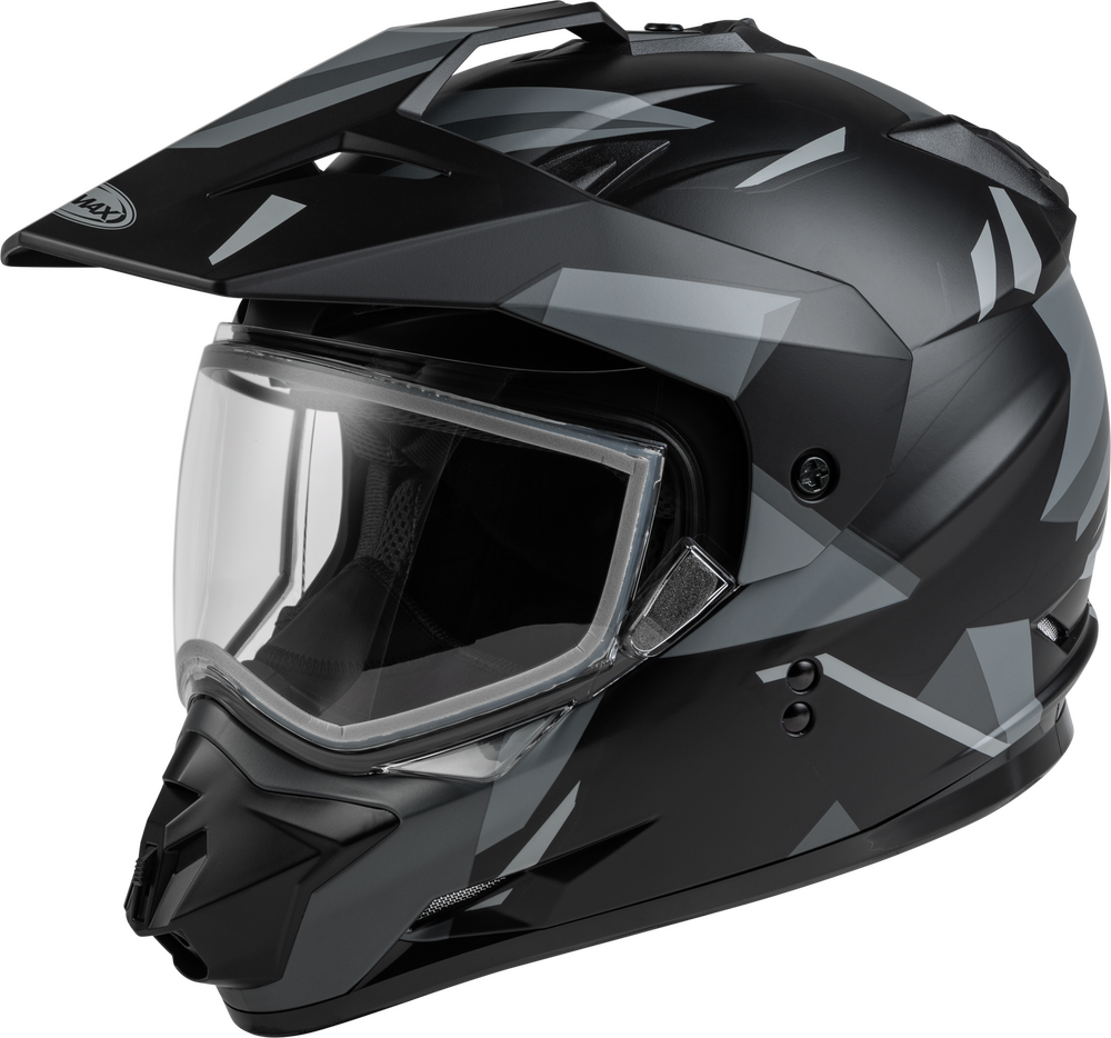 Gmax GM-11 Snow Helmet Ripcord Graphic Matte Black Grey Dual Lens