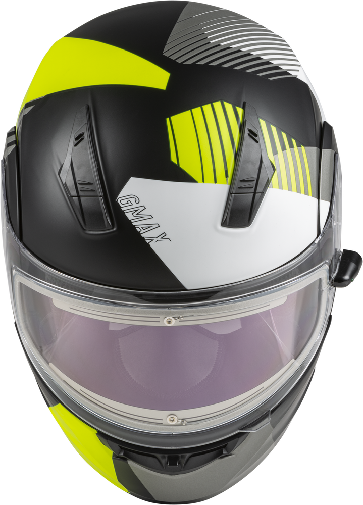 Gmax MD-04 Modular Snow Helmet Reserve Matte Black Silver hi Vis Electric Shield