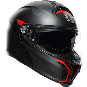 AGV Tourmodular Helmet Frequency Graphic Gunmetal/Red Cardo Insyde Installed
