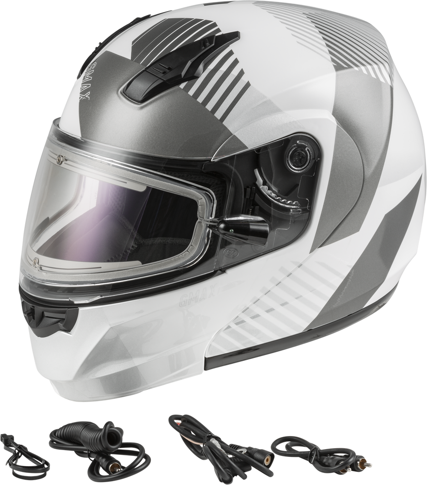 Gmax MD-04 Modular Snow Helmet Reserve White Silver Electric Shield