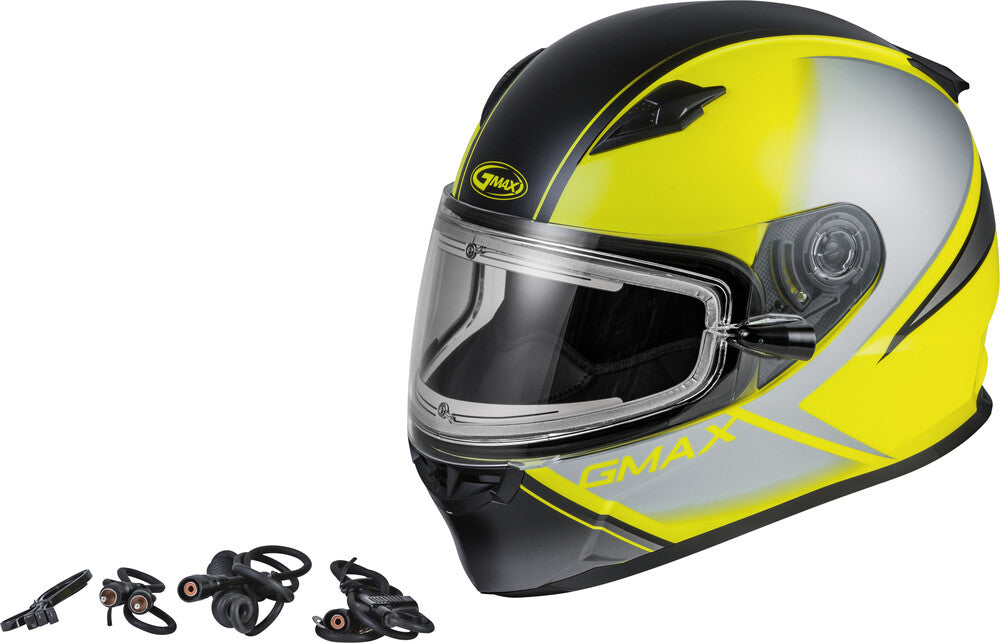 Gmax FF-49S Full Face Helmet Hail Hi Vis Black Grey Electric Shield