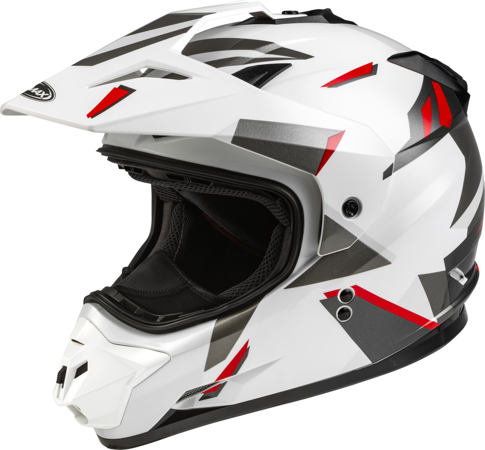 Gmax GM-11 Snow Helmet Ripcord Graphic White Red Dual Lens