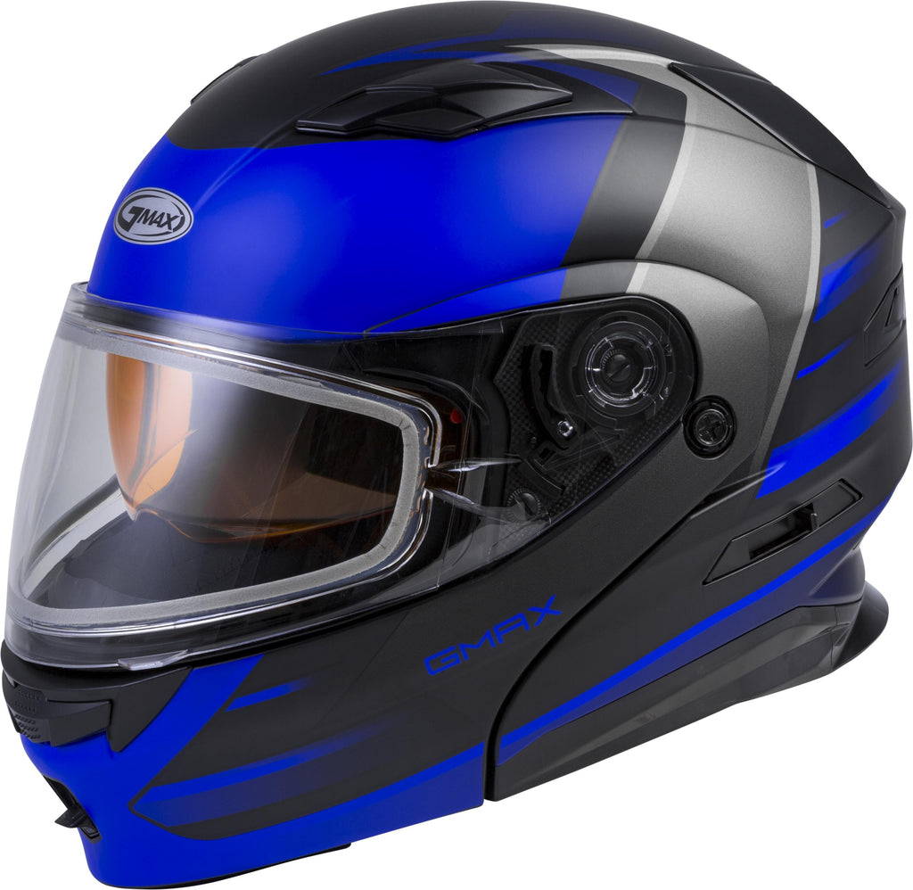 Gmax MD-01S Modular Snow Helmet Descendant Matte Black Blue Electric Shield