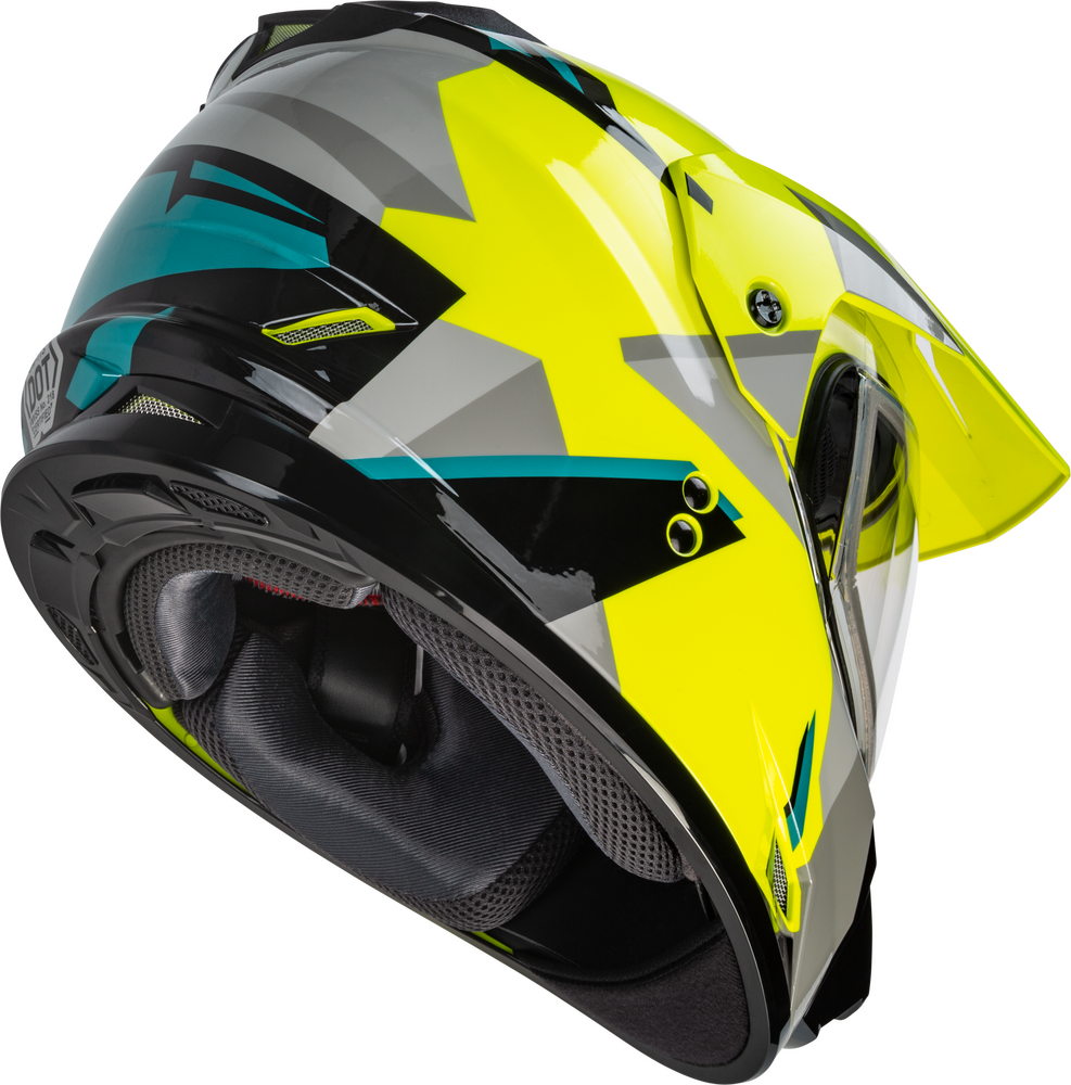 Gmax GM-11 Snow Helmet Ripcord Graphic Hi Vis Grey Blue Electric Shield