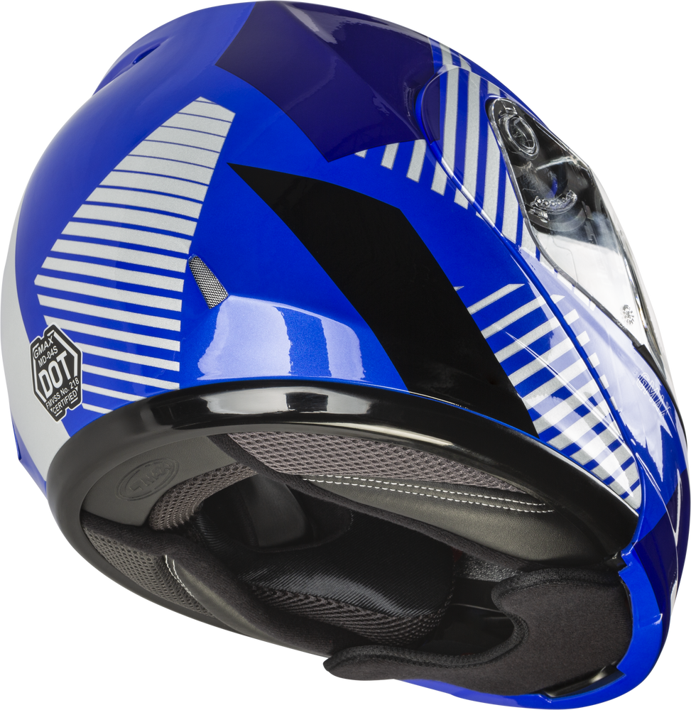 Gmax MD-04 Modular Snow Helmet Reserve Blue Silver Black Dual Lens