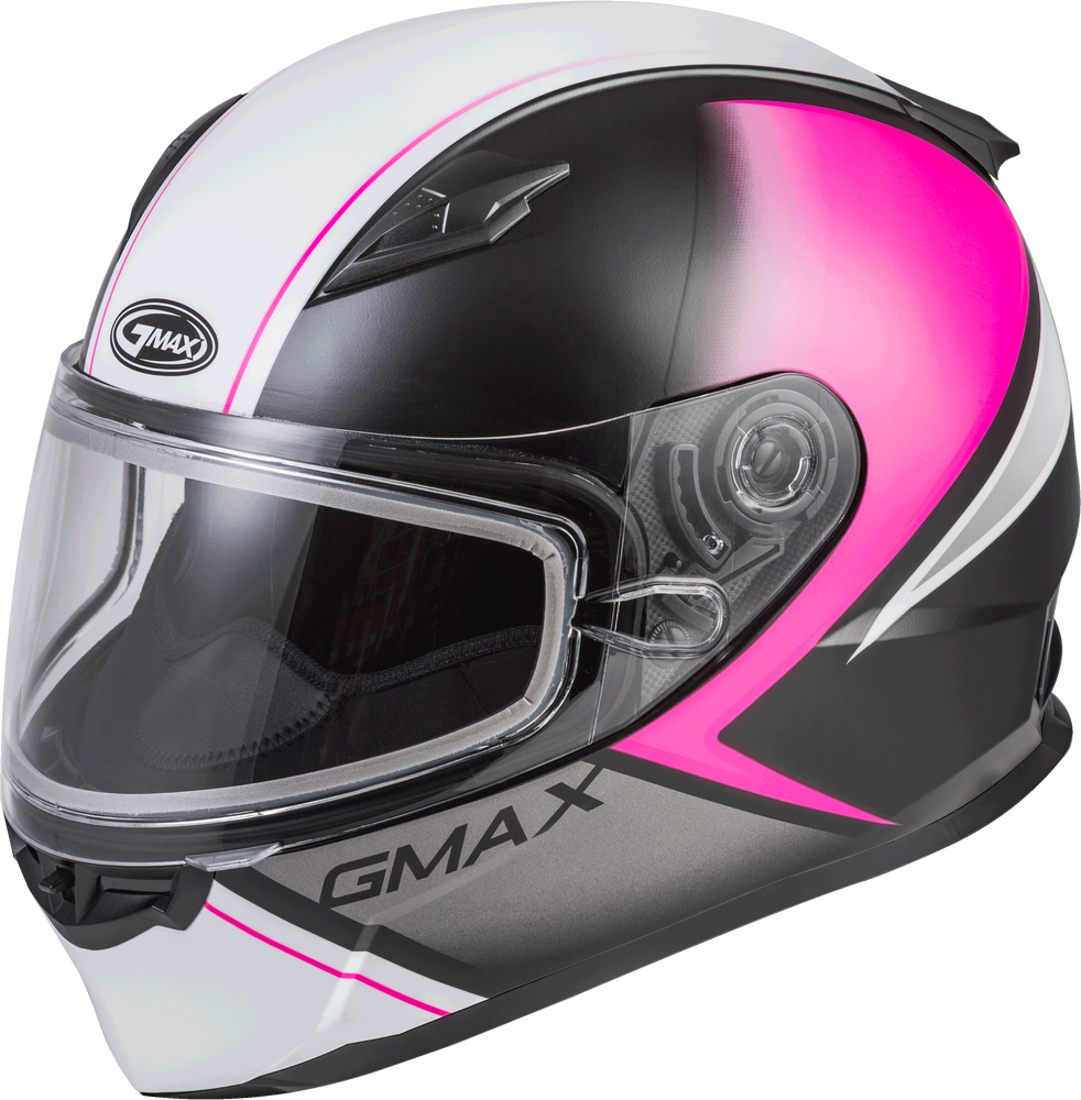 Gmax FF-49S Full Face Helmet Hail Matte Black Pink White Dual Lens