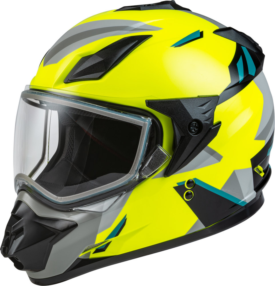 Gmax GM-11 Snow Helmet Ripcord Graphic Hi Vis Grey Blue Electric Shield