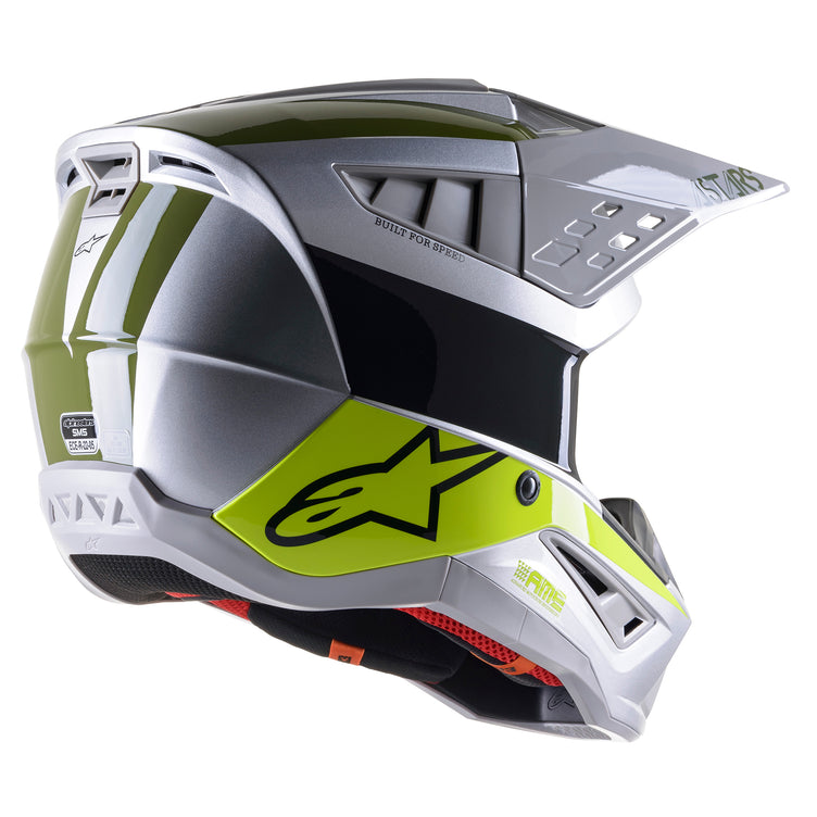 Alpinestars SM5 Bond Helmet Silver/Yellow Fluo/Military Green Glossy