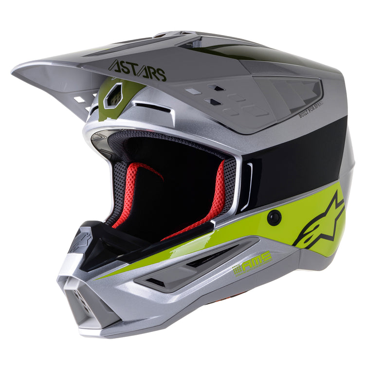 Alpinestars SM5 Bond Helmet Silver/Yellow Fluo/Military Green Glossy