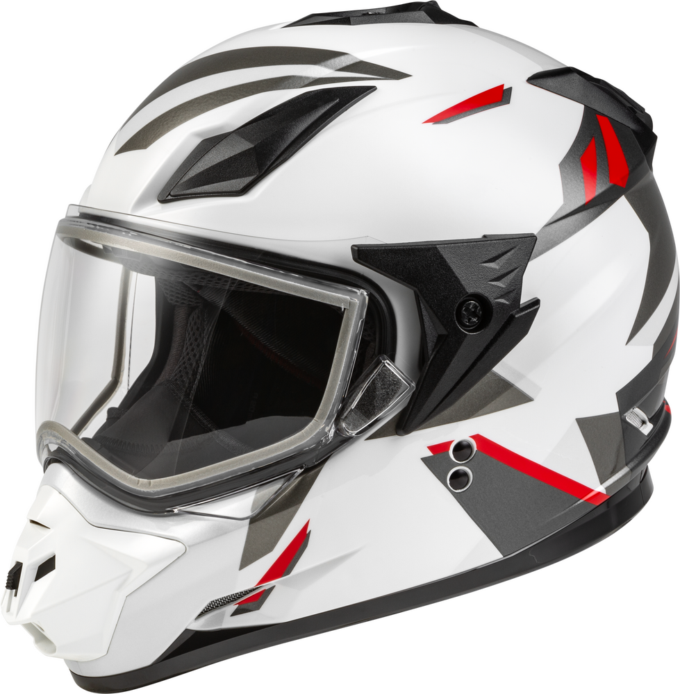 Gmax GM-11 Snow Helmet Ripcord Graphic White Red Dual Lens