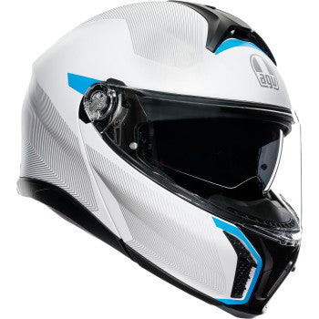 AGV Tourmodular Helmet Frequency Graphic Gray/Blue with Cardo Insyde Installed