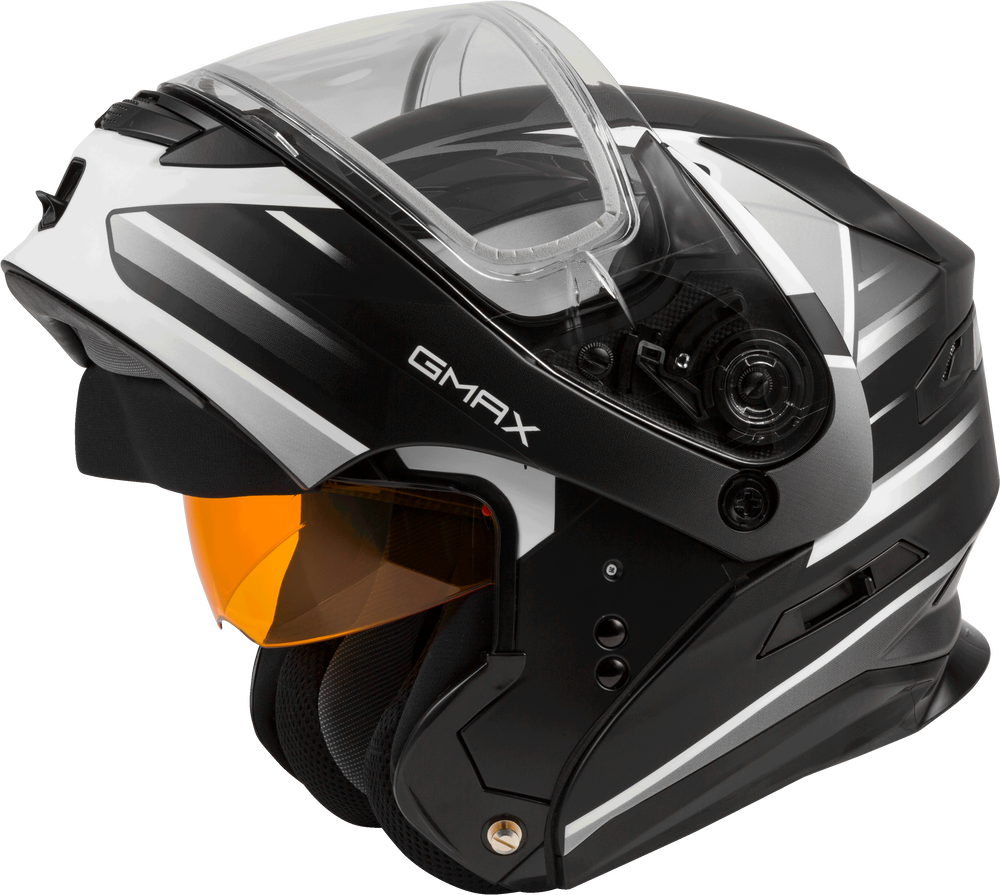 Gmax MD-01S Modular Snow Helmet Descendant Matte Black White Dual Lens