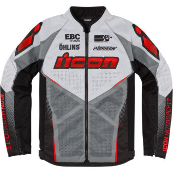 Icon Men's Hooligan Ultrabolt Motorcycle Jacket Gray/Red