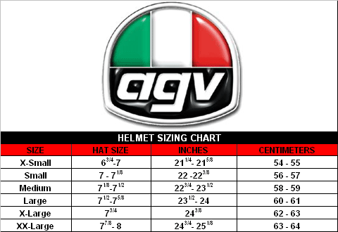 Agv pista online size chart