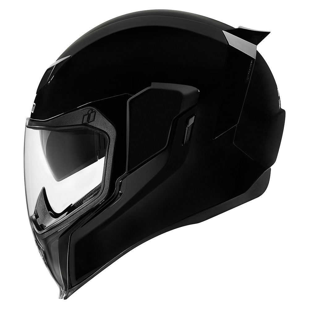 Icon Airflite Motorcycle Helmet - Gloss Solid Black, Rubatone Black