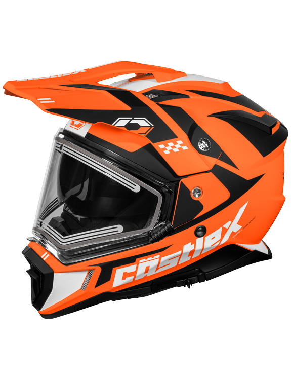 Castle X CX200 Dual Sport Wrath Electric Snowmobile Helmet Matte Flo Orange 3XL