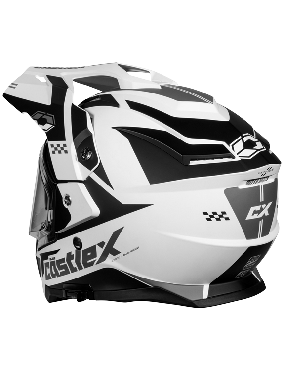 Castle CX200 Dual Sport Snow Helmet Wrath Matte White Electric Shield