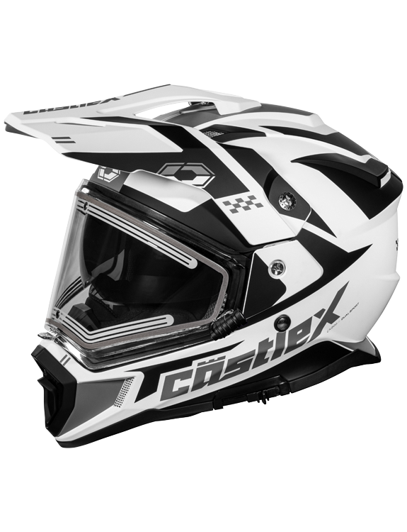 Castle CX200 Dual Sport Snow Helmet Wrath Matte White Electric Shield