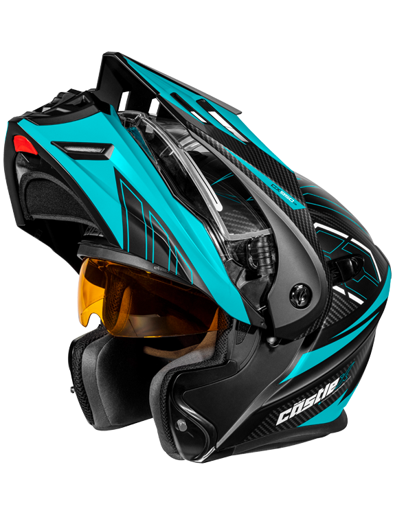 Castle X CX950 V2 Modular Electric Snow Helmet Fierce Matte Black Turquoise