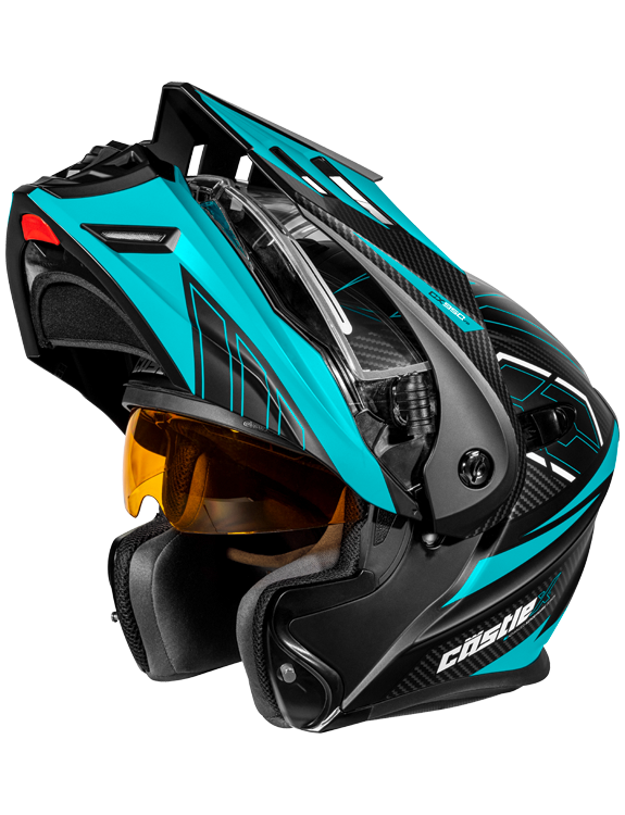 castle hjc helmets Castle X CX950 V2 Fierce Modular Helmet w/Electric Shield Matte Black / Turquoise,XL