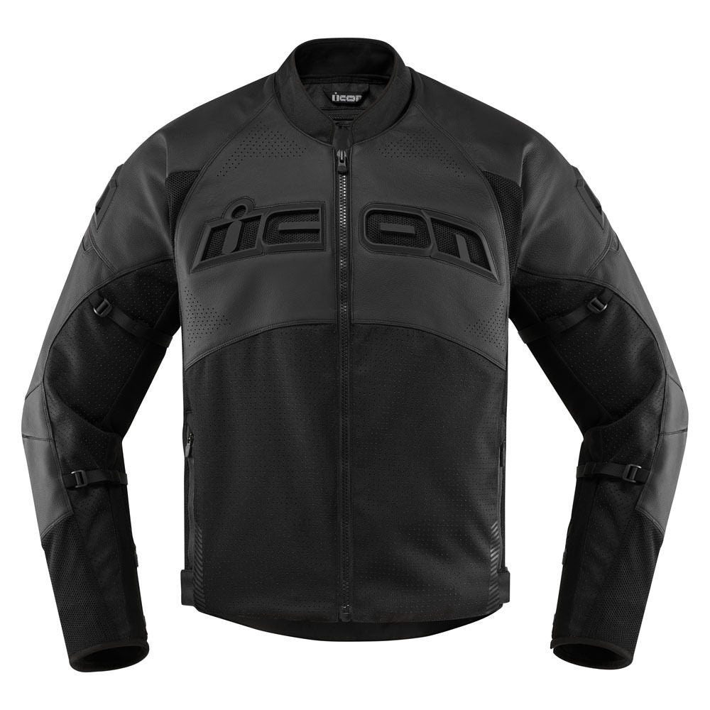 Icon Contra 2 Perforated Leather Jacket Stealth Black