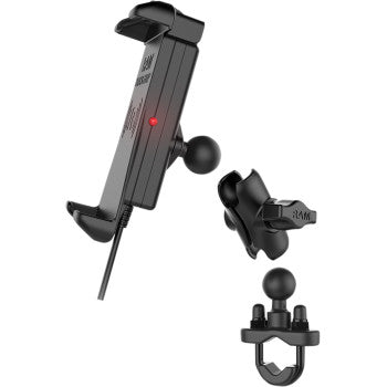 RAM Mounts Quick-Grip™ Waterproof Wireless Charging Handlebar Mount with U-Bolt and Hardwire Charger
