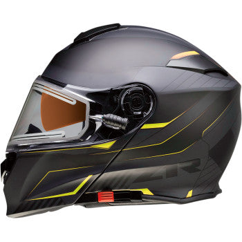 Z1R Solaris Modular Snow Helmet Scythe Graphic Hi Vis and  Black Electric Shield