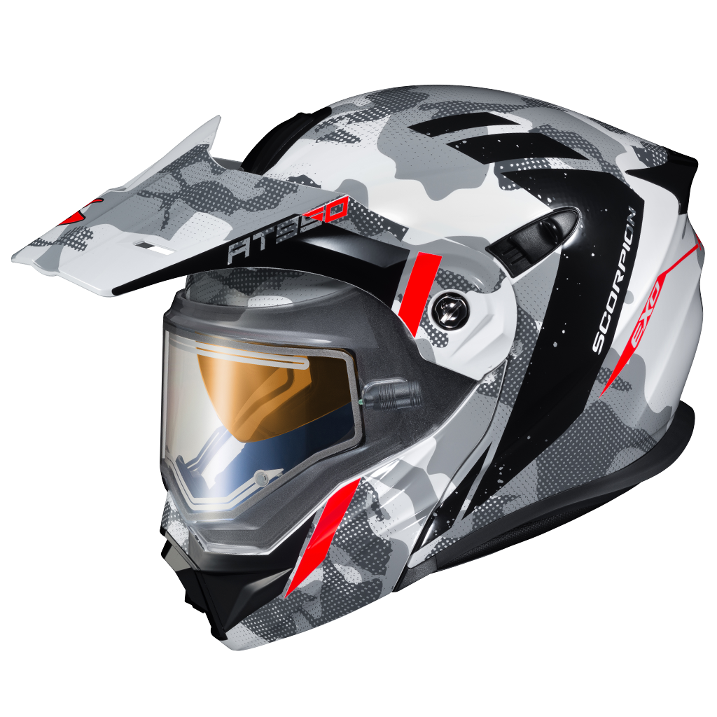 Scorpion EXO-AT950 Modular Snow Helmet Outrigger White Grey Electric Shield