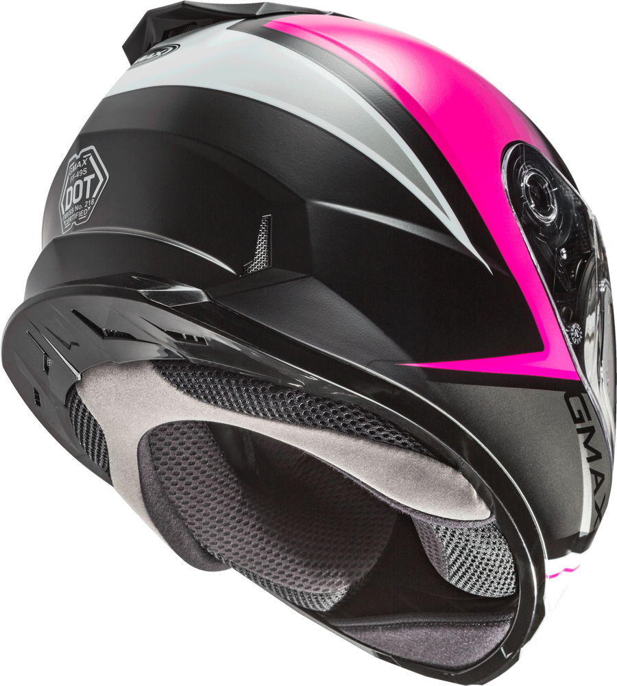 Gmax GM-49Y Youth Full Face Helmet Hail Graphic Matte Black Pink White Dual Lens