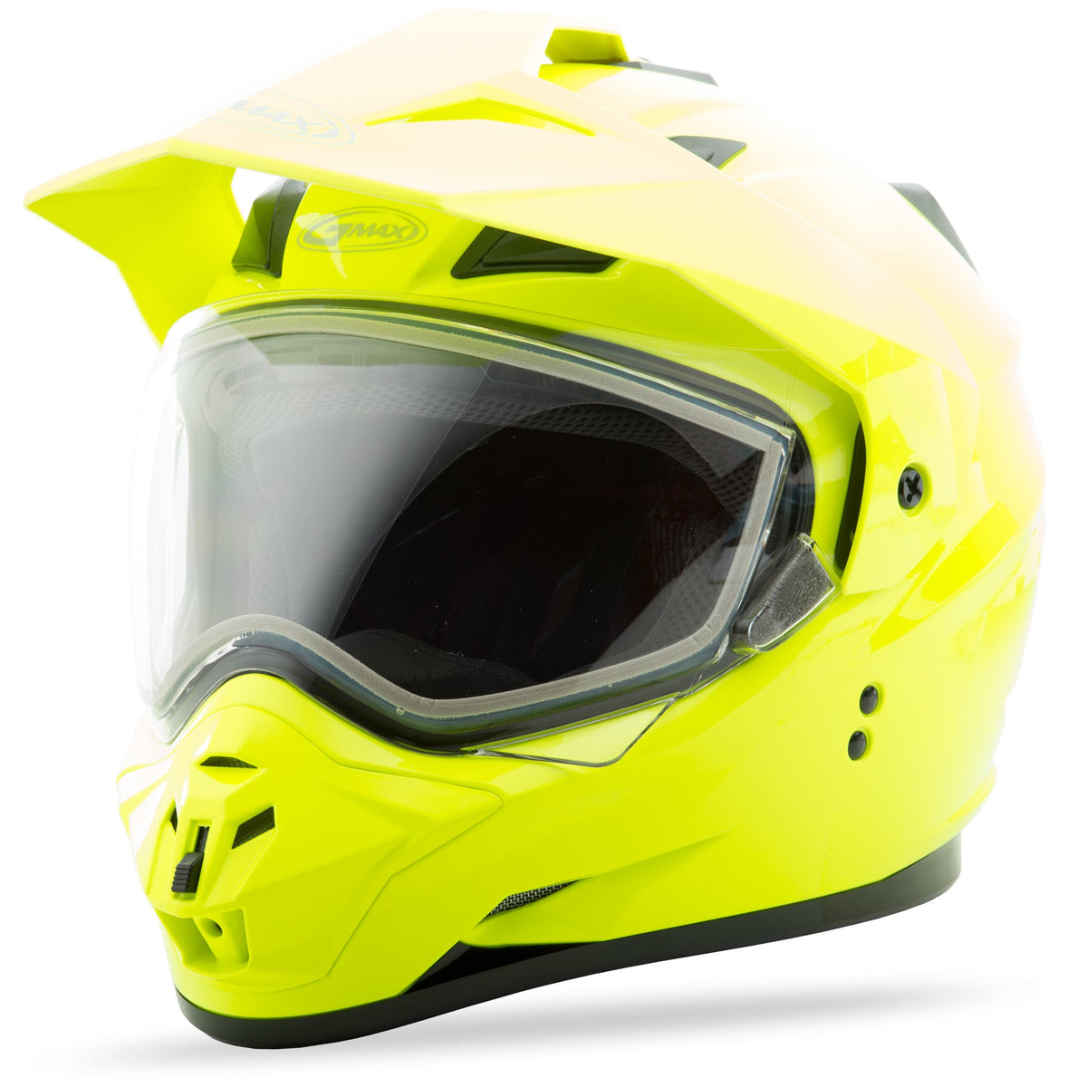 Gmax GM11S Dual Sport Snow Helmet Hi Vis Yellow Electric Shield