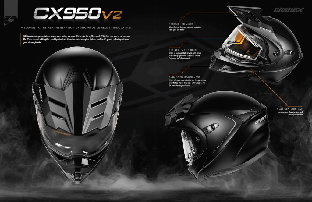 Castle X CX950 V2 Modular Snow Helmet Fierce Matte Black Charcoal