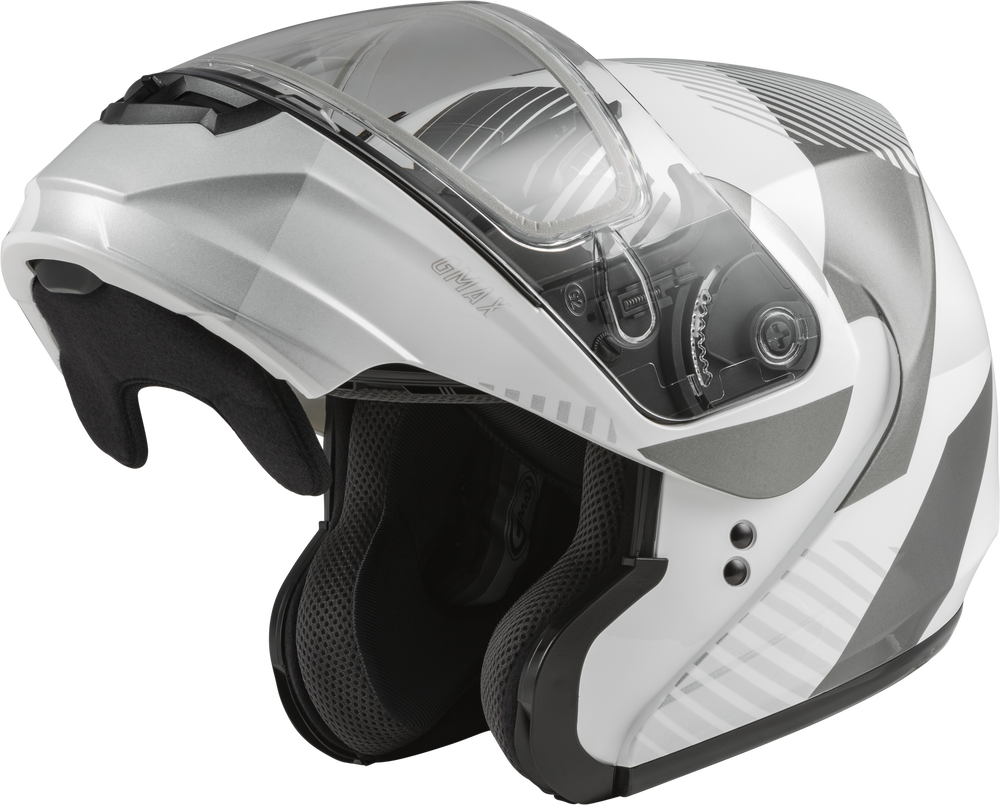 Gmax MD-04 Modular Snow Helmet Reserve White Silver Black Dual Lens
