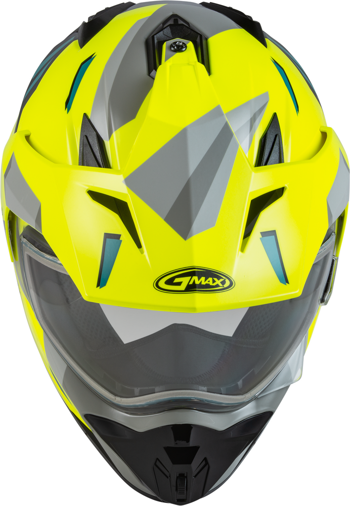 Gmax GM-11 Snow Helmet Ripcord Graphic Hi Vis Grey Blue Dual Lens