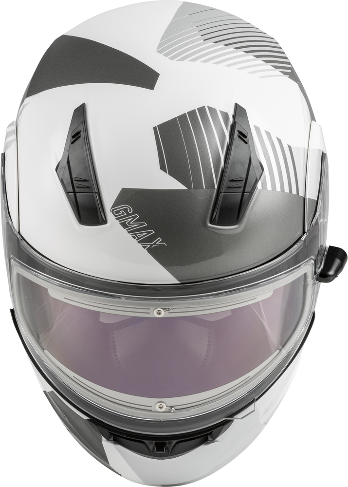 Gmax MD-04 Modular Snow Helmet Reserve White Silver Electric Shield
