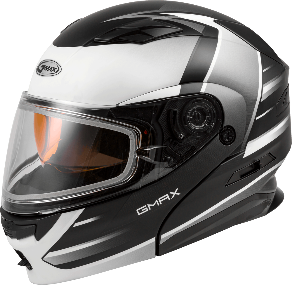 Gmax MD-01S Modular Snow Helmet Descendant Matte Black White Dual Lens