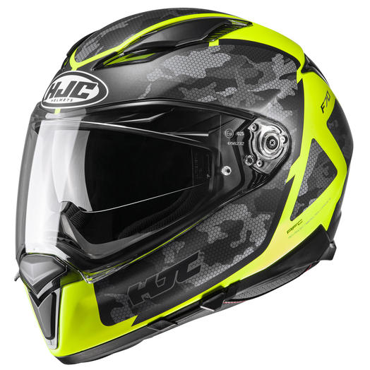 full face black and yellow motorcycle helmet HJC F70 Katra Helmet XL